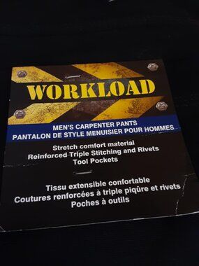Mens Workload Carpenter Pants Jeans 40 x 30 Black Work Workwear ~ New With Tags